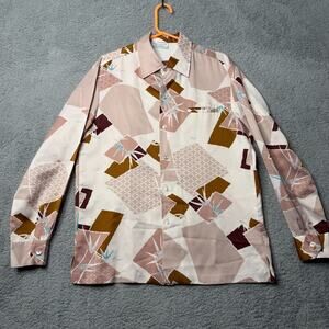 Mark Raysten Shirt Men's Large Pink Geometric Long Sleeve Button Up